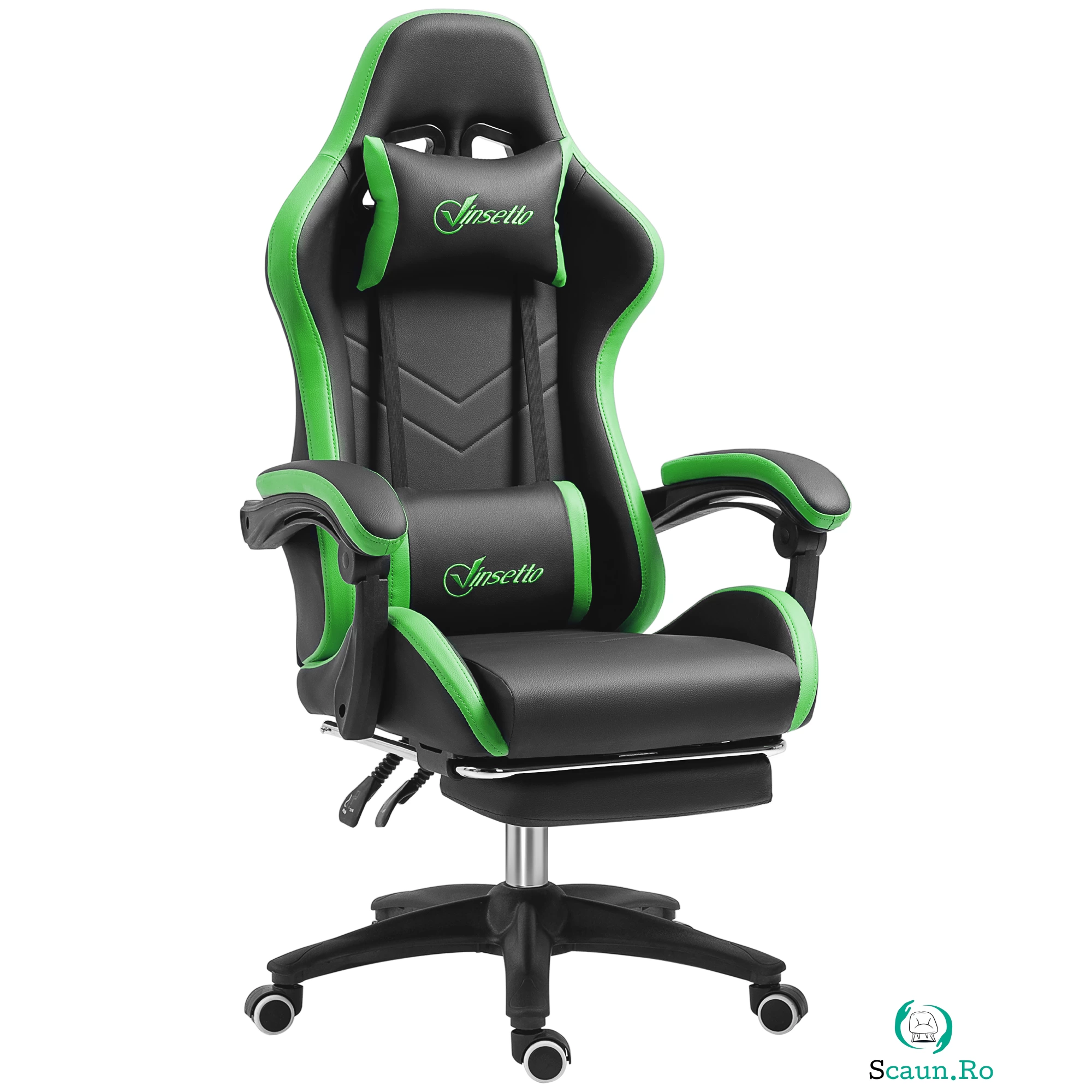 Vinsetto Scaun Gaming cu Înălțime Reglabilă, Scaun Gaming Ergonomic cu Spătar Rabatabil, 65x65x121-129 cm, Negru | Aosom Romania la 729.99 lei ron