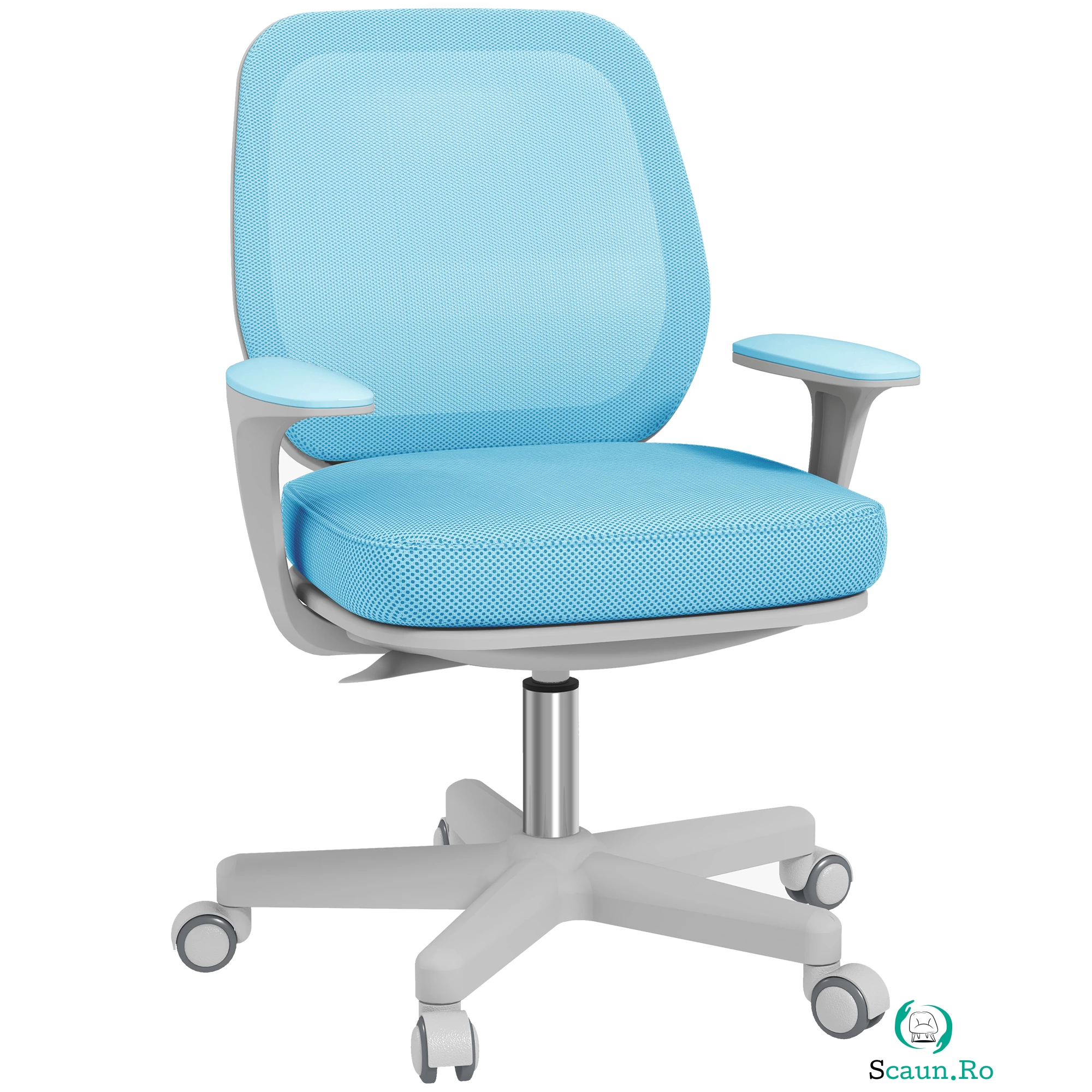 Vinsetto Scaun de Birou Ergonomic cu Inaltime Reglabila, Scaun Rotativ si Respirabil cu Functie de Inclinare, 55x48x82.5-94.5 cm, Albastru