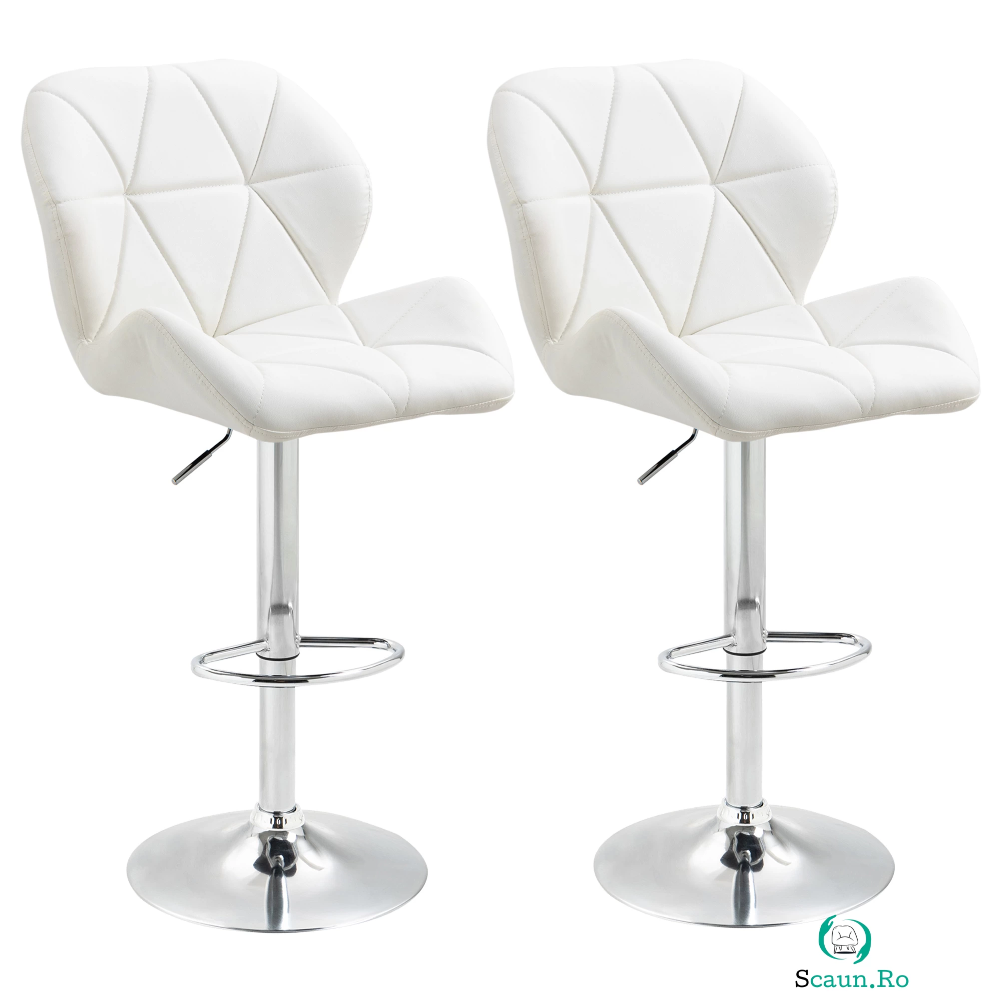 HOMCOM Set 2 Scaune de Bar Pivotante, Design Contemporan, Albe, Elegante și Confortabile | Aosom Romania