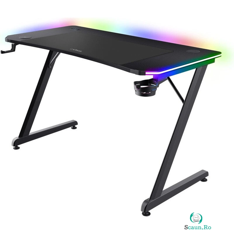 Trust Birou gaming Trust GXT 710 Luminus Pro, RGB, Negru