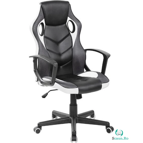 evo Scaun gaming EVO X Edition, PU, reglabil, Alb/Gri