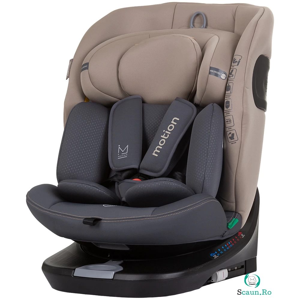 Scaun auto Chipolino Motion I-Size 40-150 cm macadamia cu sistem Isofix