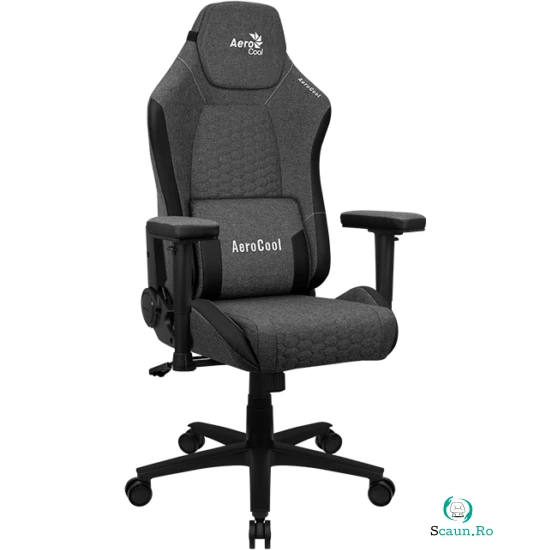 AEROCOOL Scaun de gaming Aerocool CROWNASHBK, ergonomic, Perne reglabile, Tehnologie AeroWeave, Negru