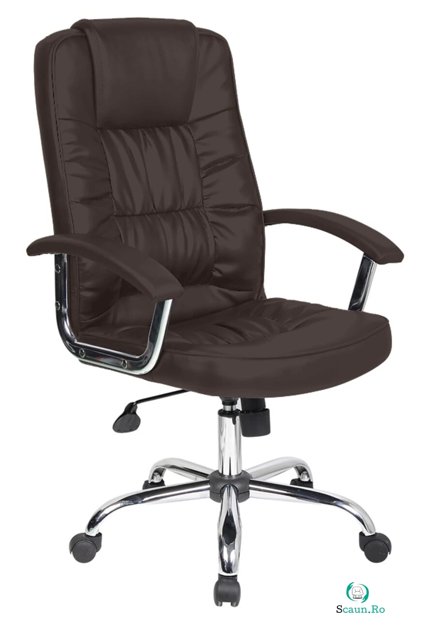 Scaun de birou ergonomic, Bedora Abraj, piele ecologica, maro la 328.00 lei ron