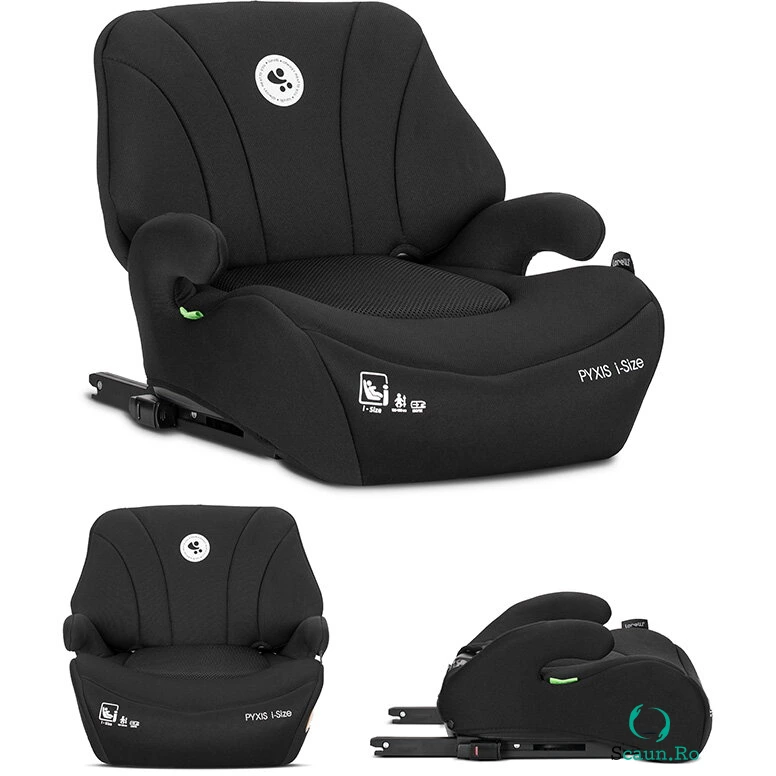 Inaltator Auto pentru Copii Pyxis i-Size Isofix tip Booster cu Spatar Detasabil 6-12 Ani 125-150 Cm Black