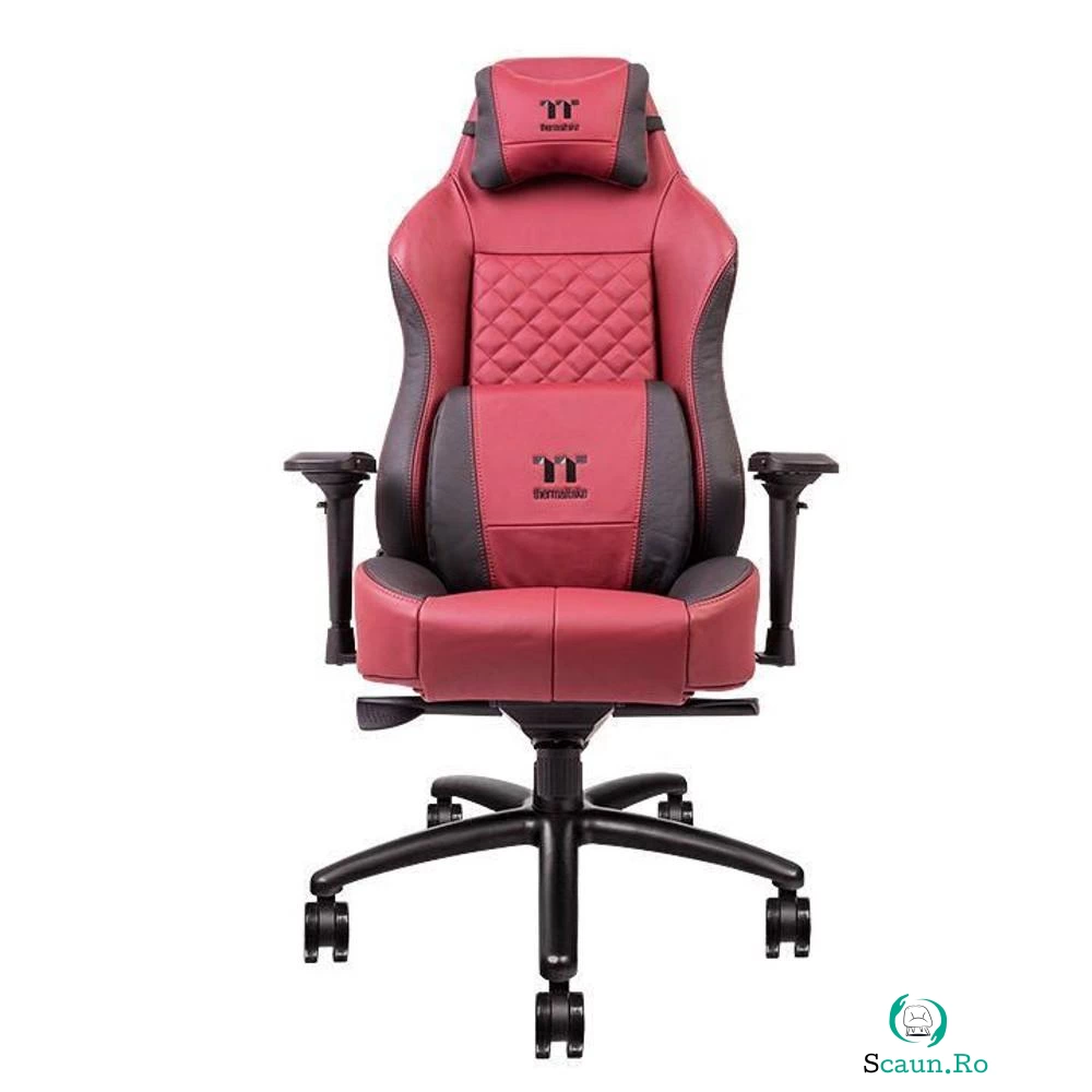 Scaun gaming Tt eSPORTS X Comfort, Piele naturala, Negru/Rosu