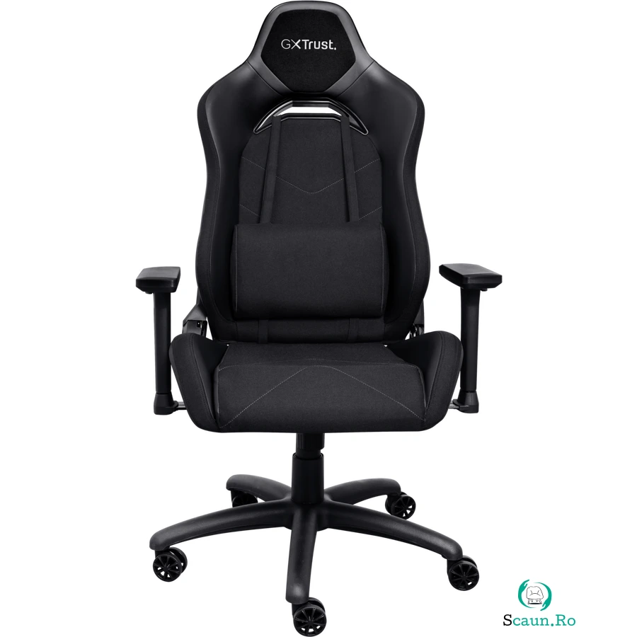Trust Scaun gaming Trust GXT 714 Ruya, greutate maxima suportata 150 kg, inaltime adjustabila scaun 10 cm, baza stea cu 5 roti, Negru