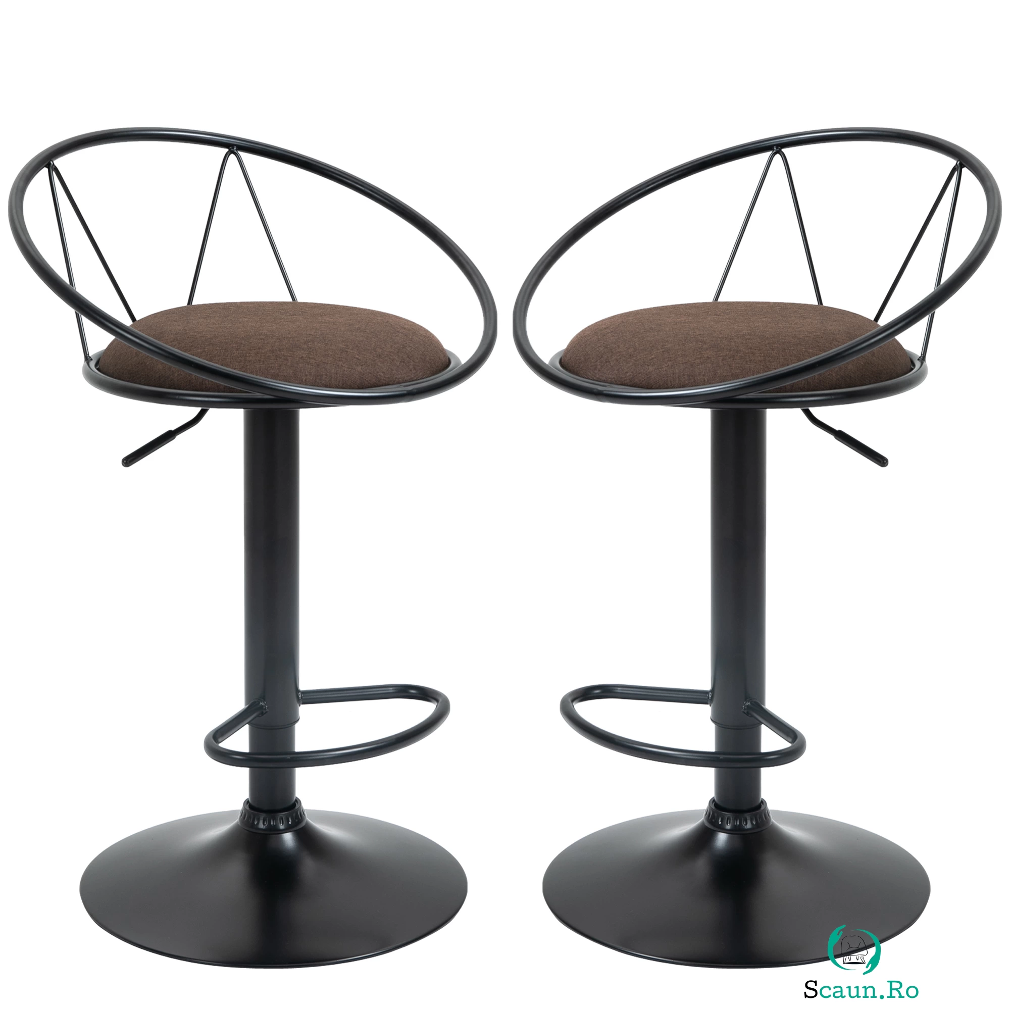 Set 2 scaune bar cu rotire de 360 de grade si suport pentru picioare 51x46x78-100cm HOMCOM | Aosom Romania