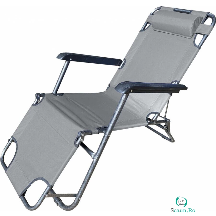 HEINNER Sezlong Heinner cu tetiera, pentru gradina sau terasa, 153x60x79 cm, gri