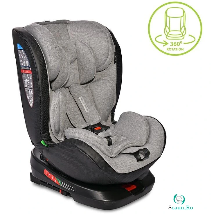 Scaun Auto Copii Nebula i-Size Isofix Baza Rotativa 0 Luni - 12 Ani 40-150CM Maxim 36KG Gri