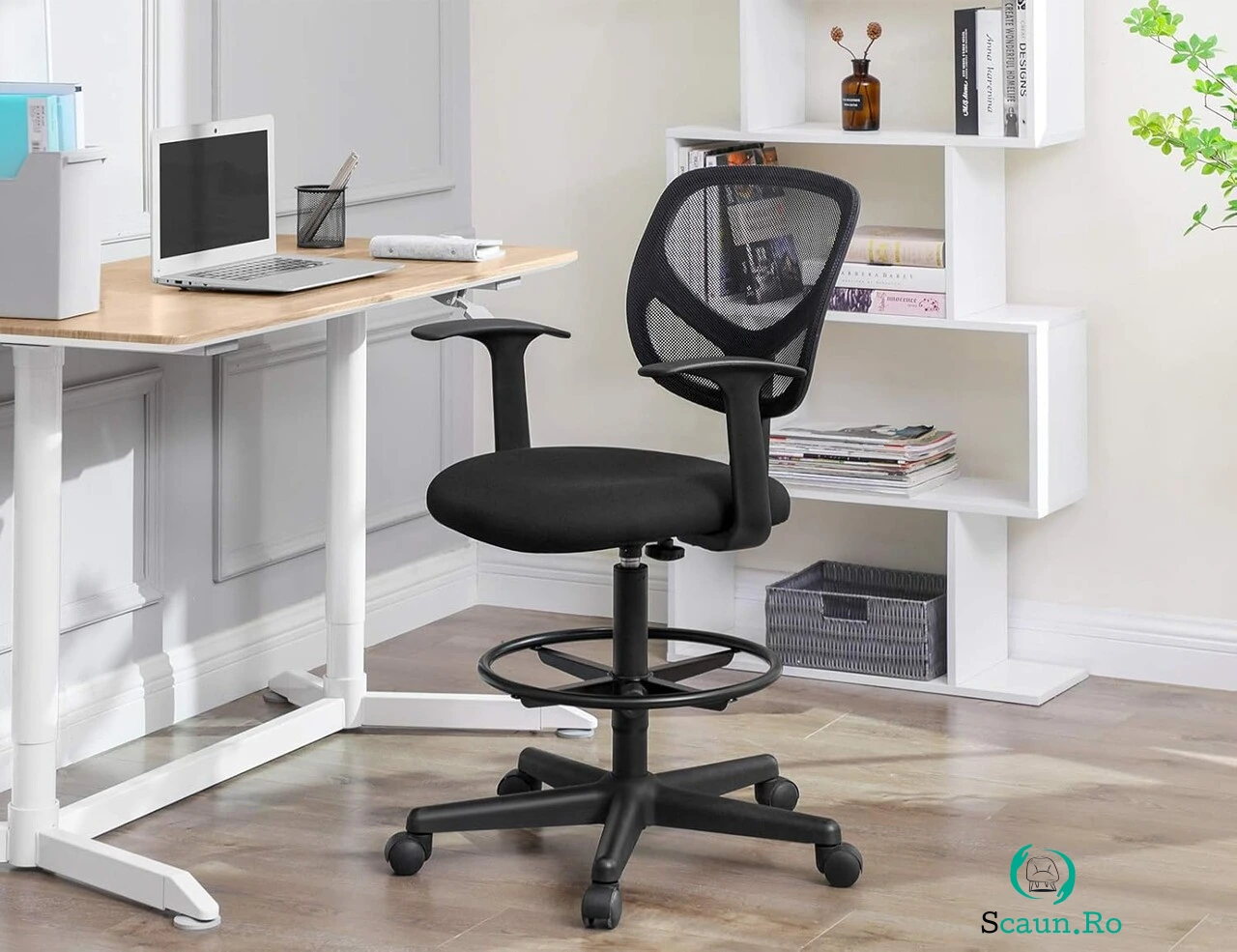 Scaun de birou ergonomic, Songmics, 64x64x97-117 cm, max 120 kg, negru
