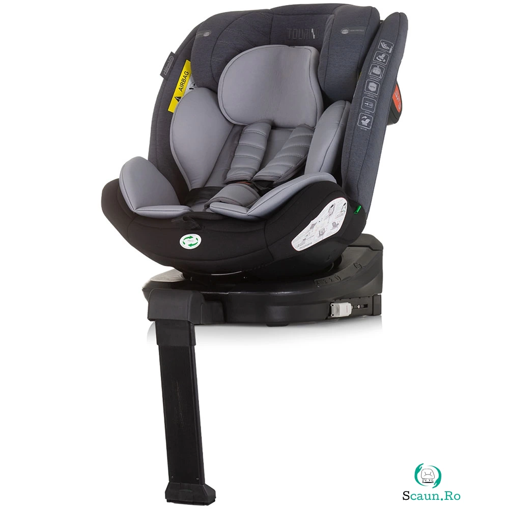 Scaun auto Chipolino Tourino I-Size 40-150 cm grey mix cu sistem Isofix