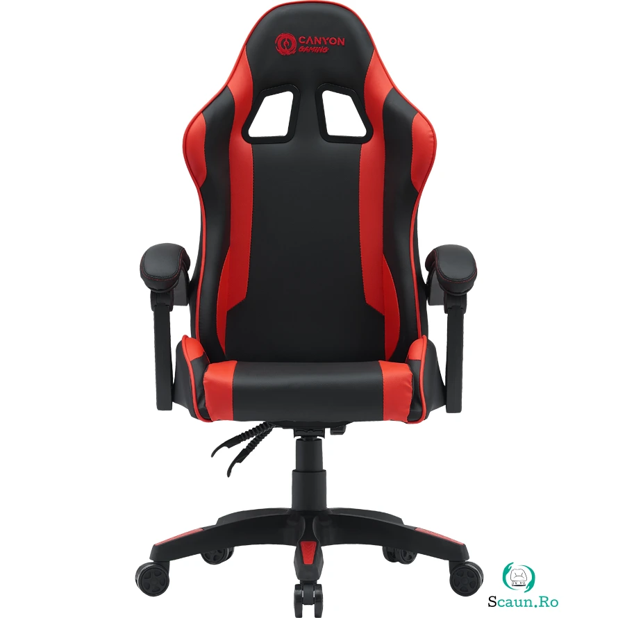 Canyon Scaun gaming Canyon CNE-SGCH2R, spatar reglabil, perna pentru cap si spate, Negru-Rosu