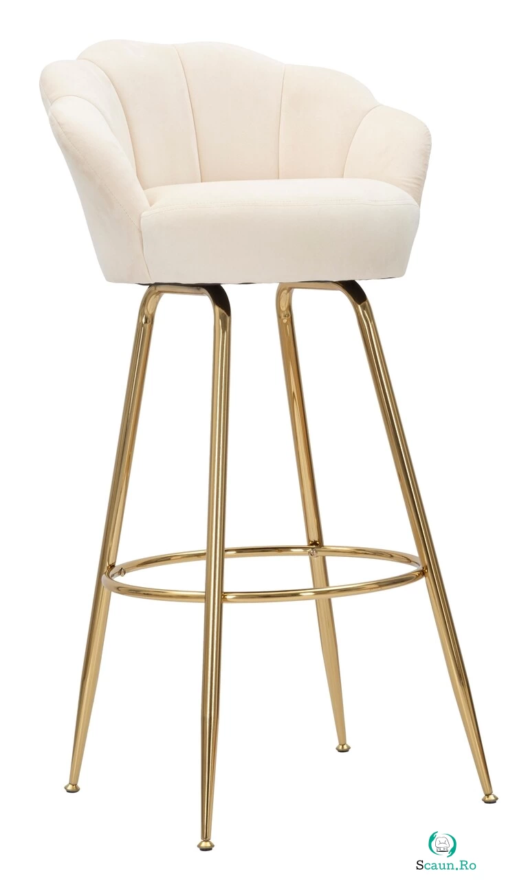 Scaun de bar Vienna, Mauro Ferretti, 55x53x110 cm, catifea, crem