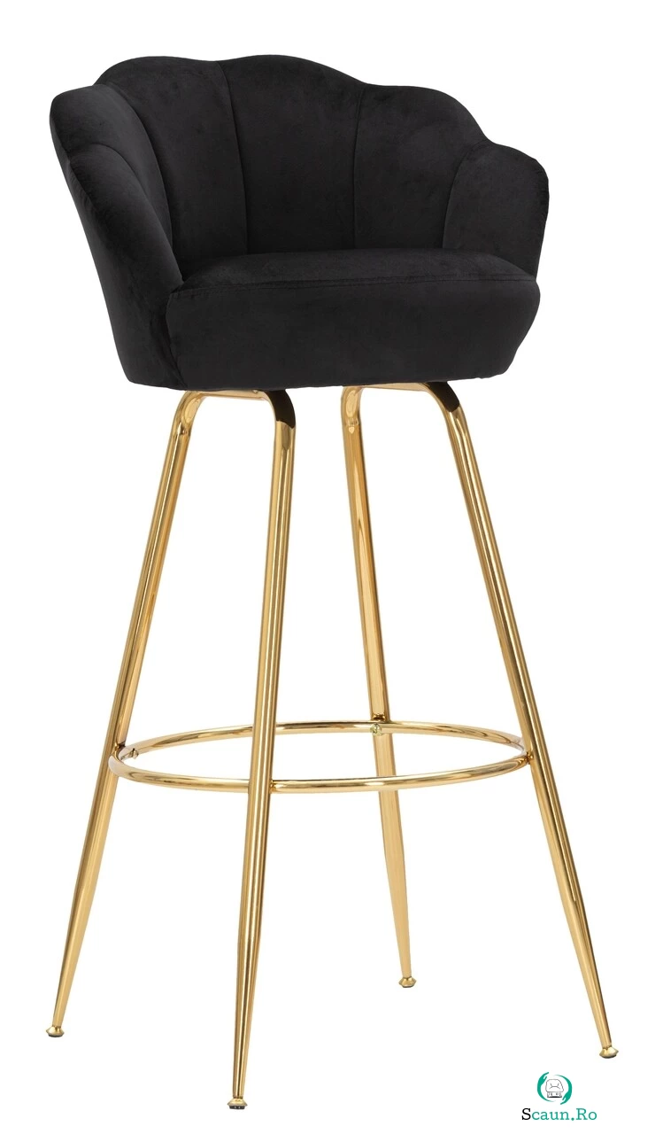 Scaun de bar Vienna, Mauro Ferretti, 55x55x110 cm, catifea, negru