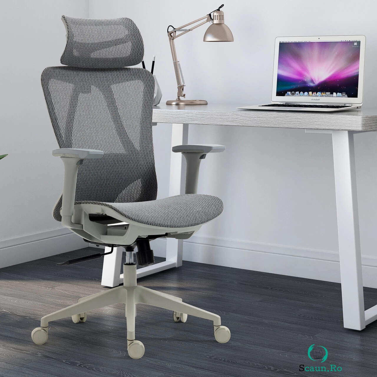 Scaun de birou ergonomic, Bedora Fusion, mesh, gri la 647.00 lei ron