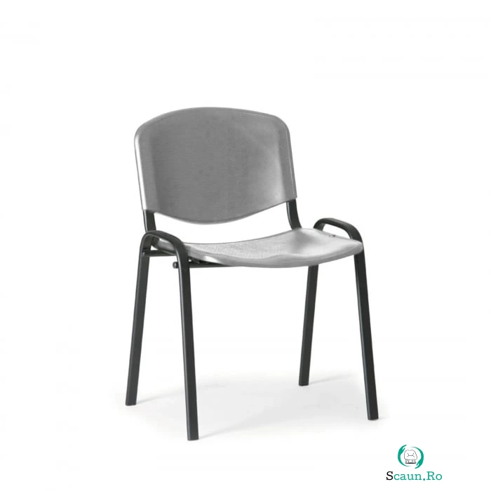 Scaun de birou VIZITATOR, cadru metalic + plastic gri, 54x45x82 cm