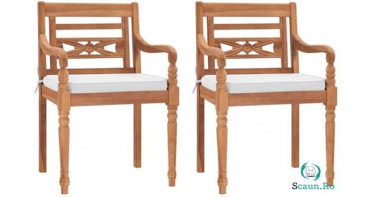 Scaune de gradina batavia 2 buc, tec, 55x51,5x84 cm