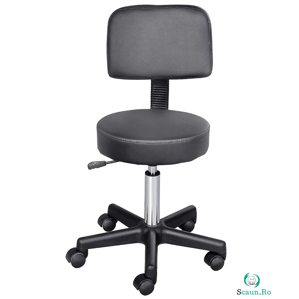 Scaun de Birou HOMCOM Rotativ, Ergonomic, Înălțime Ajustabilă, Piele Sintetică, 35x42-54cm, Negru | Aosom Romania la 339.99 lei ron