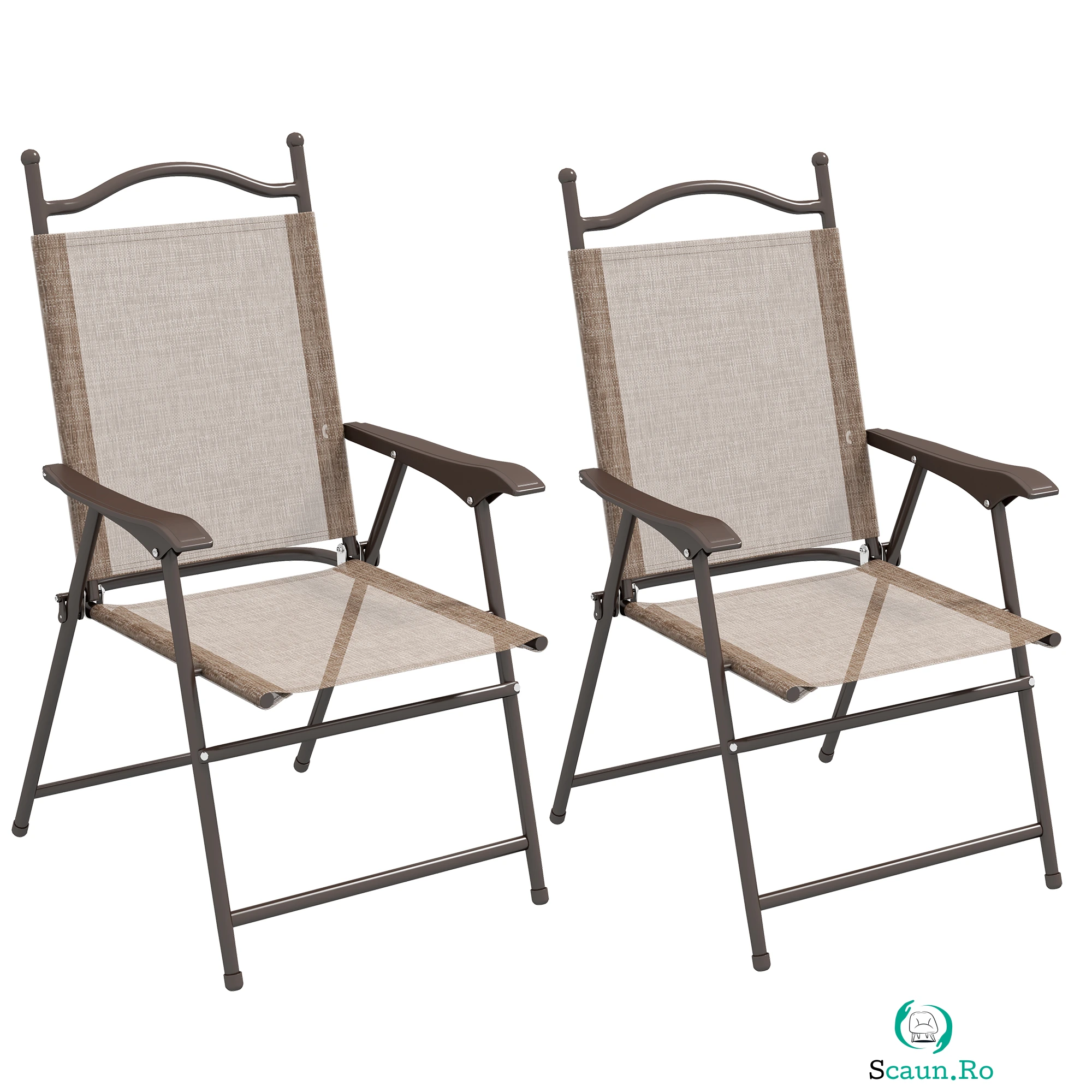 Outsunny Set de 2 scaune pliabile, Scaune pentru gradina cu cotiera, sezut cu tesatura din plasa care permite trecerea aerului | Aosom Romania la 499.99 lei ron