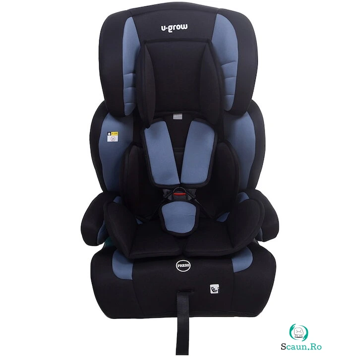U-GROW Scaun auto pentru copii U-Grow UG-301-GR, tip inaltator fara isofix, 76-150 cm, R129, gri/albastru