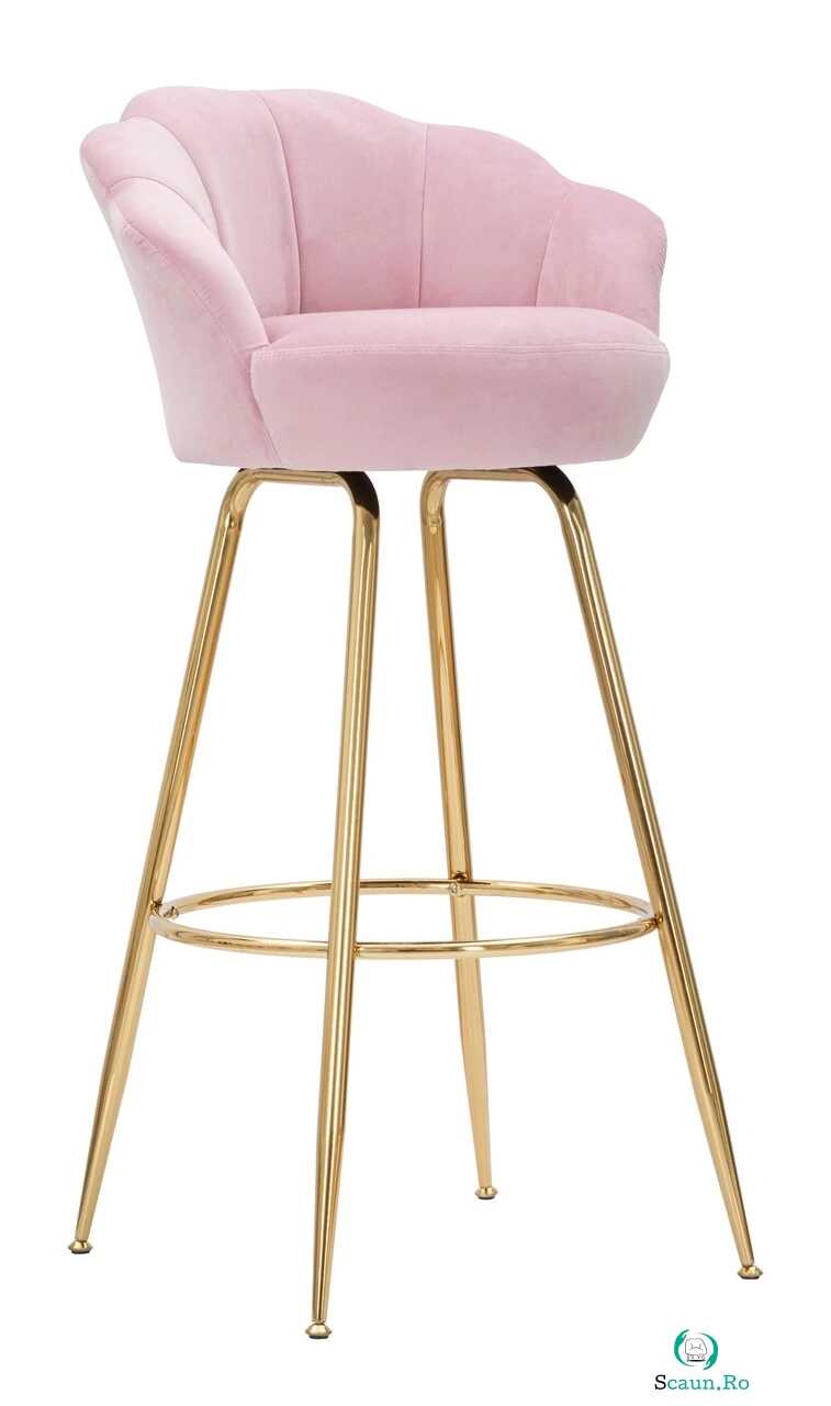 Scaun de bar Vienna, Mauro Ferretti, 55x55x110 cm, catifea, roz