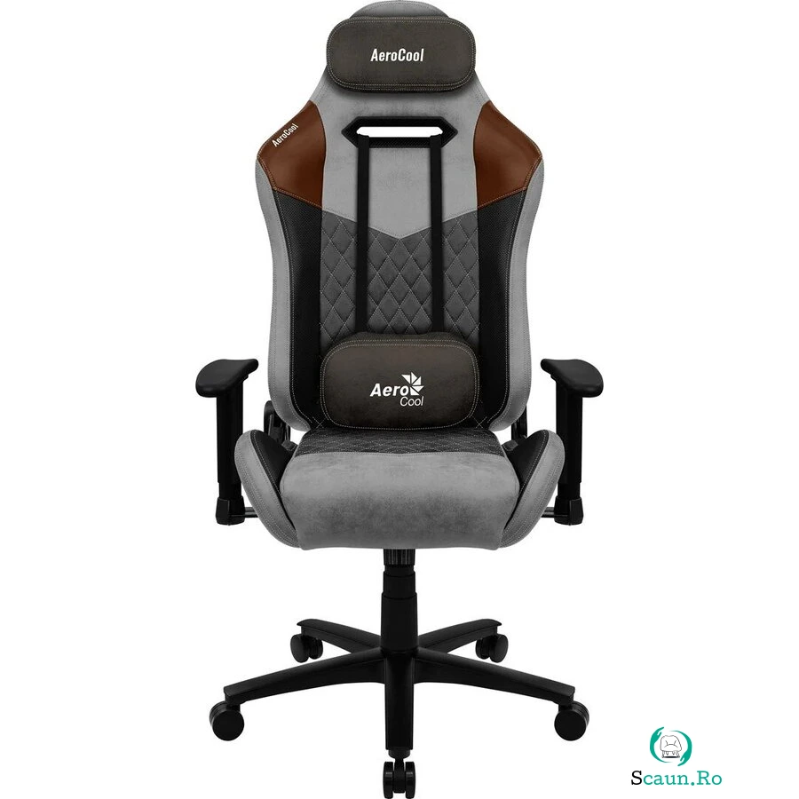 AEROCOOL Scaun gaming Duke 180º, Aerocool, 125-135 cm, Piele ecologica, Gri