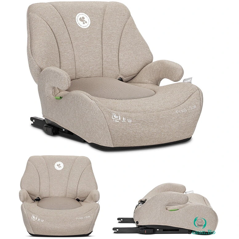 Inaltator Auto pentru Copii Pyxis i-Size Isofix tip Booster cu Spatar Detasabil 6-12 Ani 125-150 Cm Beige
