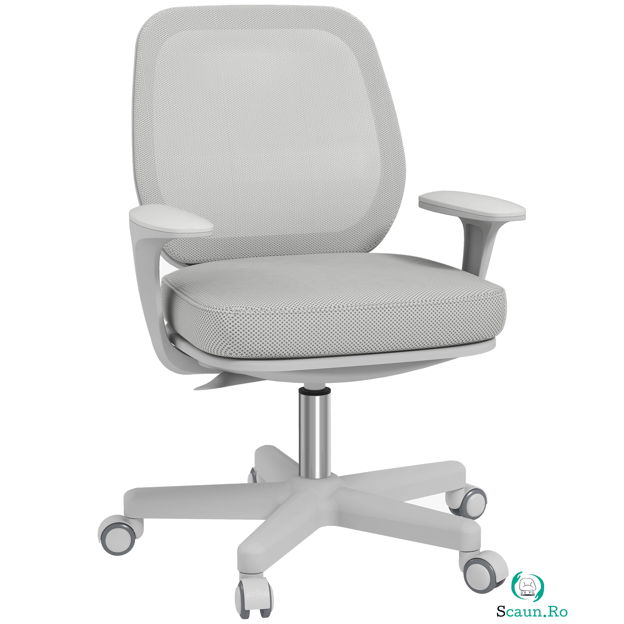 Vinsetto Scaun de Birou Rabatabil cu Inaltime Reglabila, Scaun Ergonomic si Tesatura Respirabila cu 5 Roti 55x48x82.5-94.5 cm, Gri